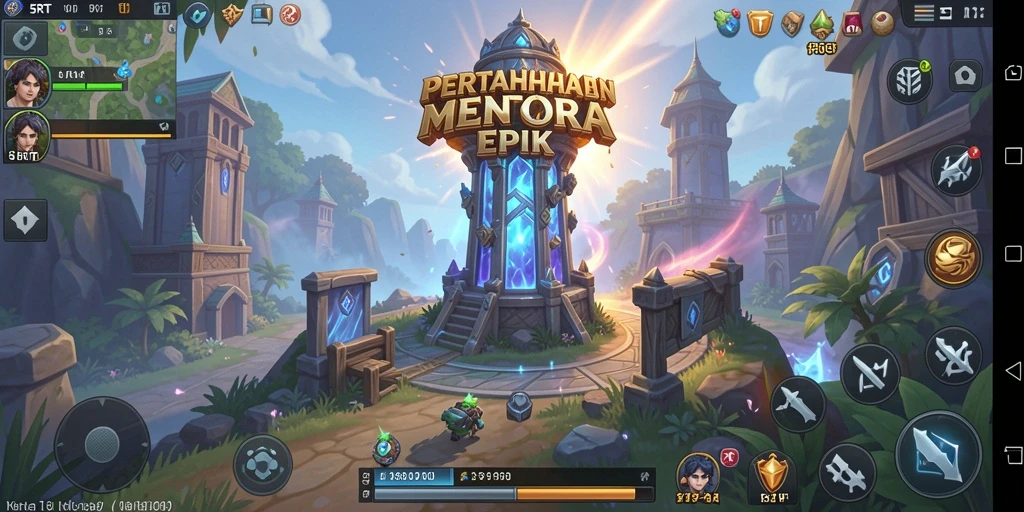 Tangkapan layar menunjukkan pertempuran seru dalam game Tower Defense 5RT.