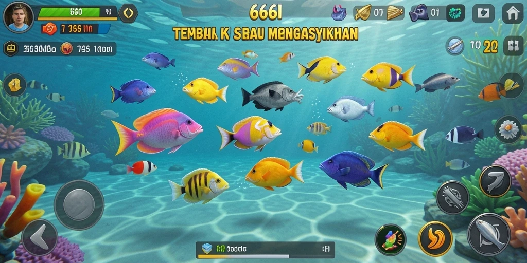 Gameplay 666I menampilkan aksi menembak ikan yang seru dan menarik.