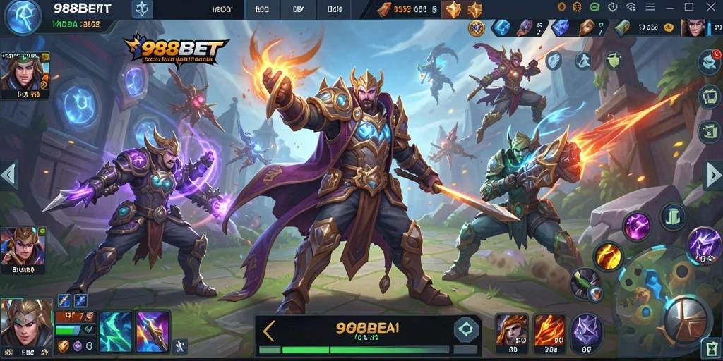 Tangkapan layar gameplay MOBA penuh aksi di 988BET.