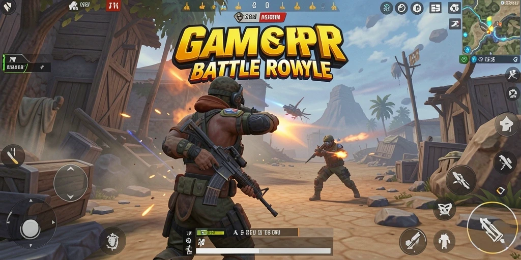 Tampilan gameplay menegangkan dalam pertempuran Battle Royale.