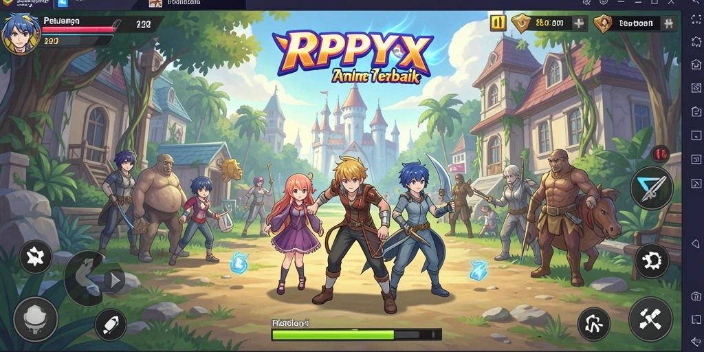 Tangkapan layar dari gameplay RPYYY yang menampilkan karakter anime.