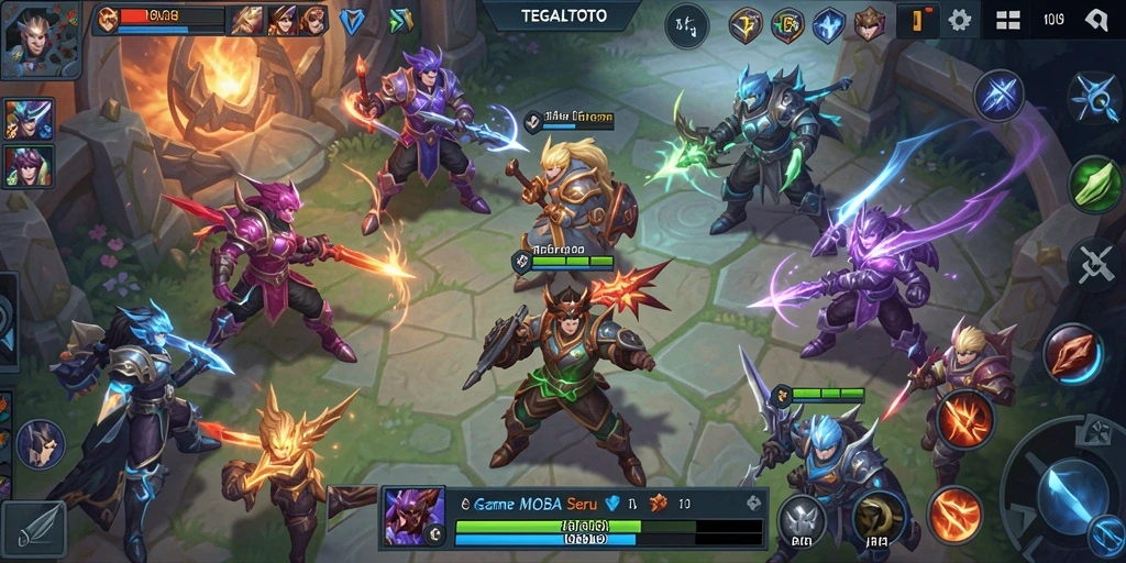 Tampilan gameplay MOBA mendebarkan di TEGALTOTO dengan strategi tim yang intens.