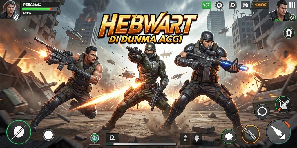 Screenshot gameplay W67 menunjukkan pertempuran mendebarkan dengan grafis menawan.